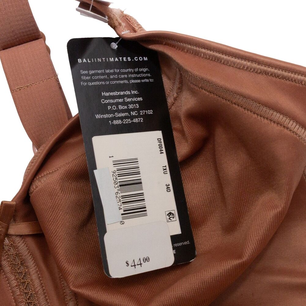 Bali 34D Classic Support Cool Comfort Wirefree Full Coverage Bra DF0044 Brown - Picture 5 of 5
